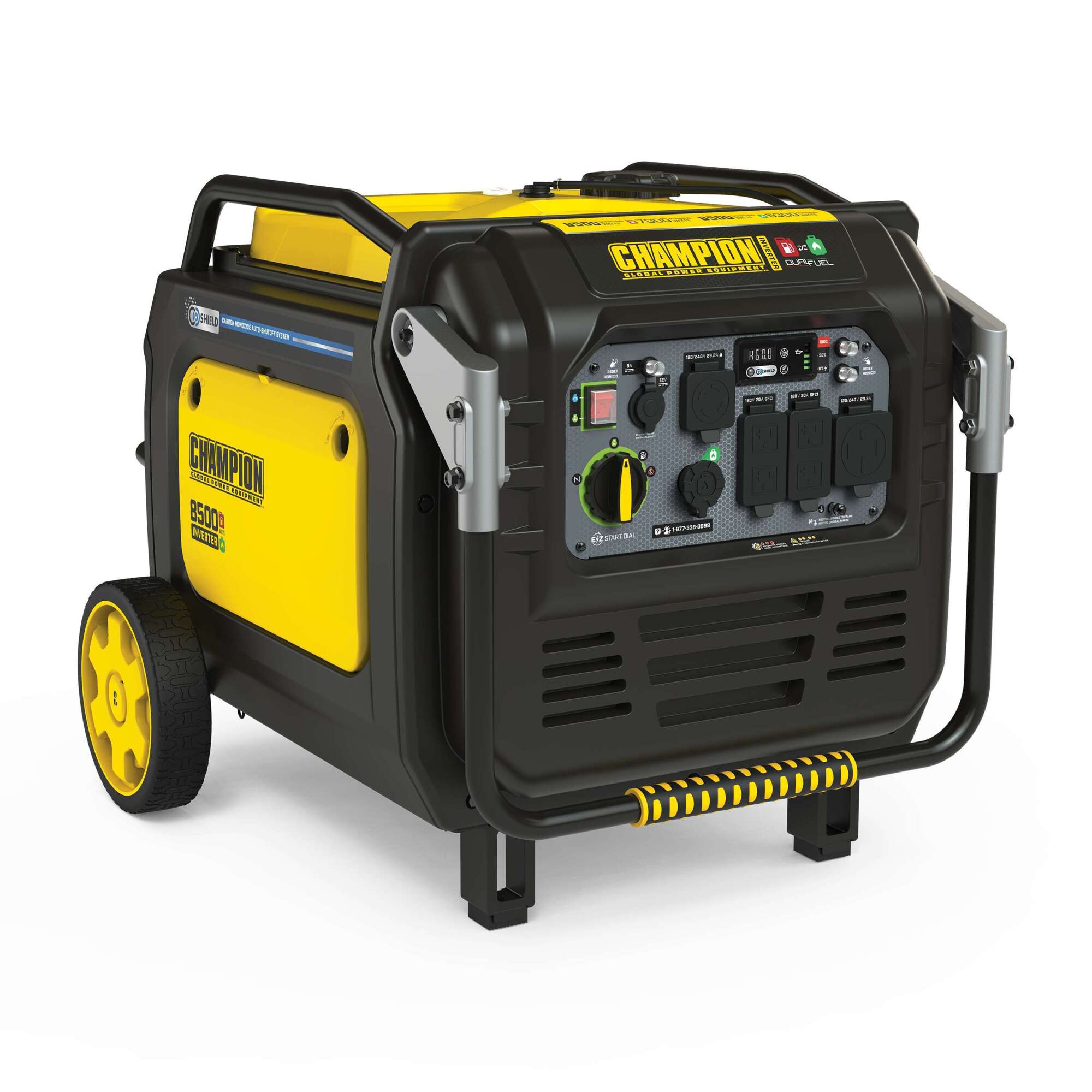 Champion Power Equipment, 8500/7000w Dual Fuel Inverter Generator Ele Start, Surge Watts 8500 Rated Watts 700 Voltage 120/240 Model# 201175